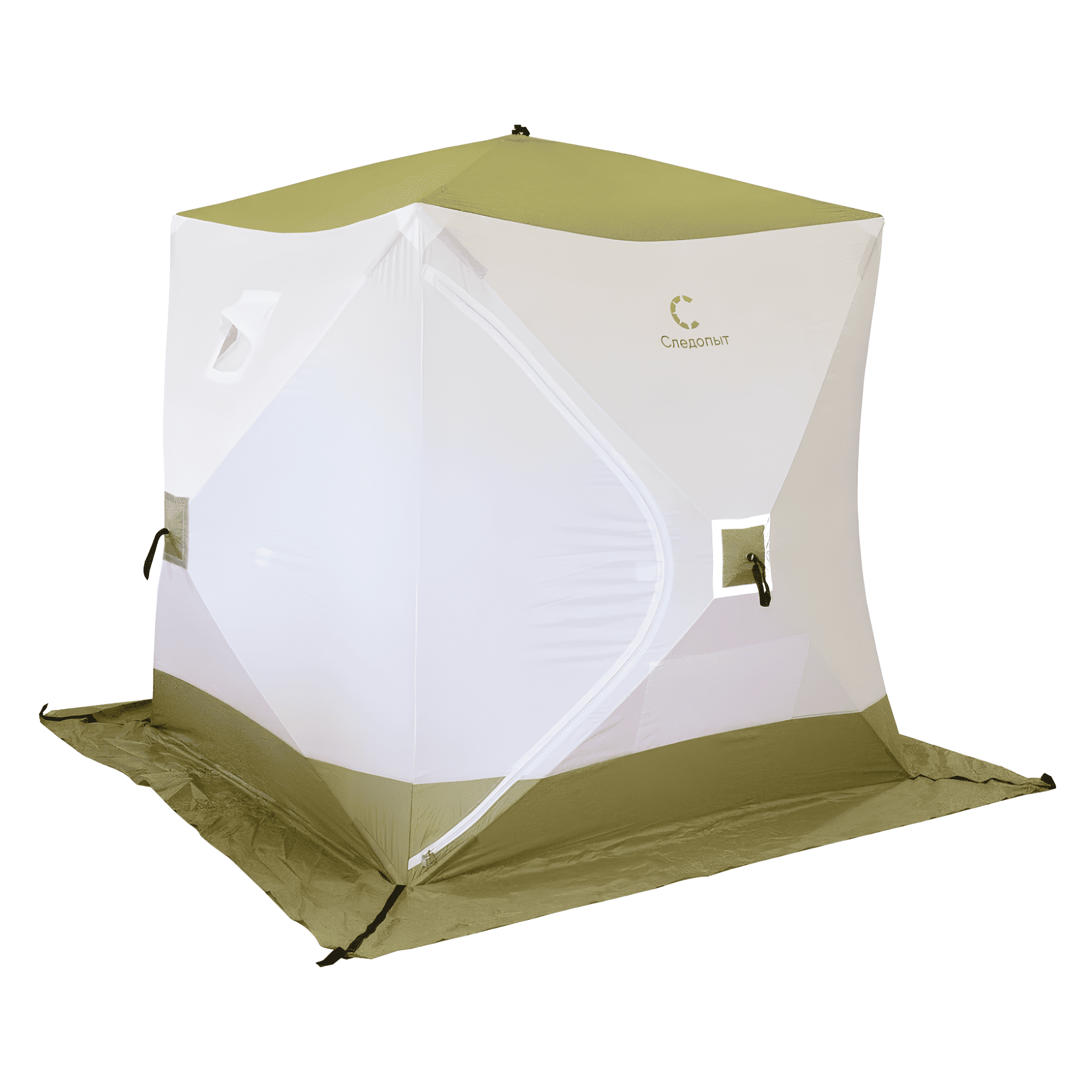 Палатка зимняя куб СЛЕДОПЫТ 1,8 х1,8 м, Oxford 210D PU 1000, оливаTW-30